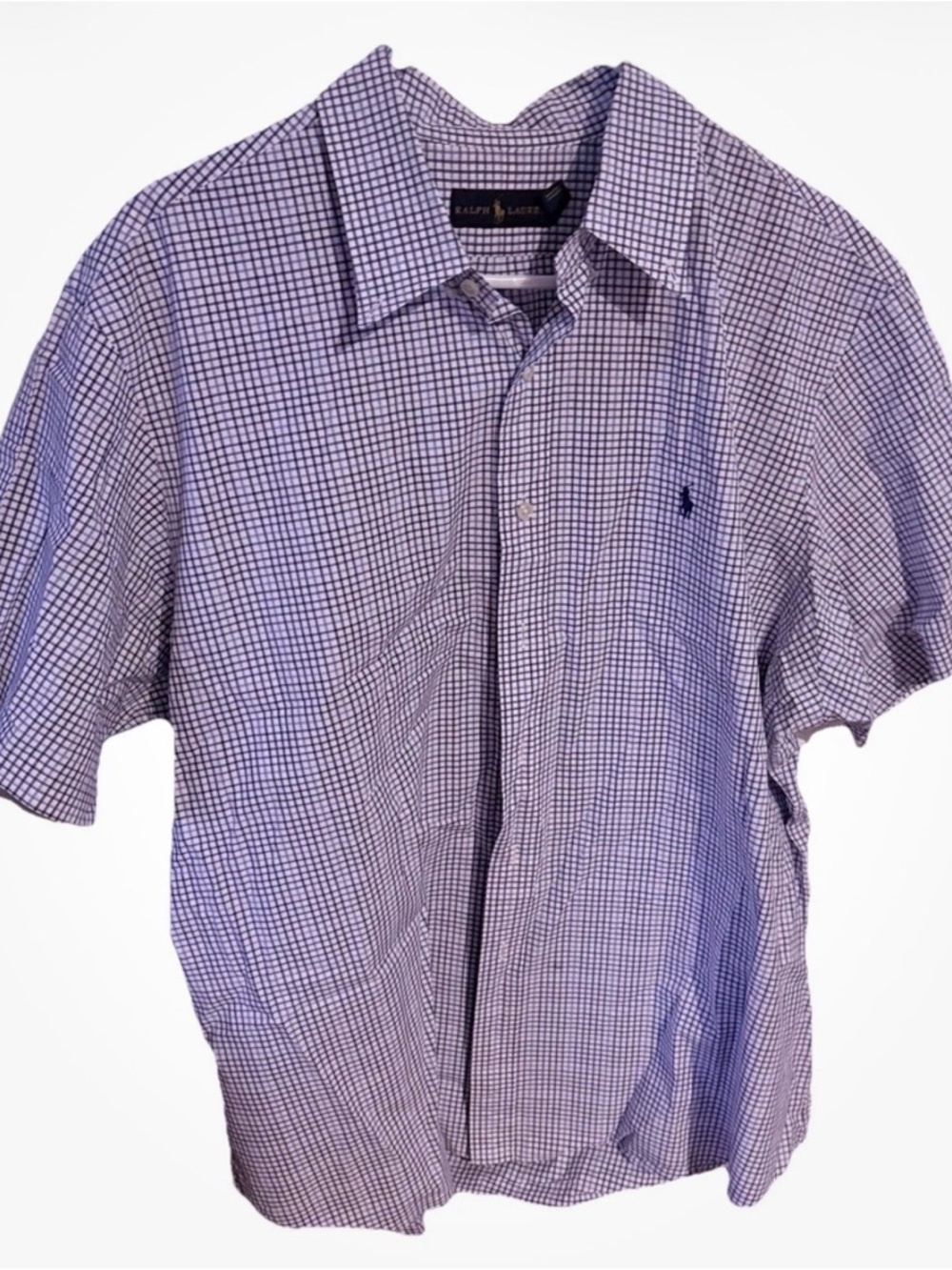 Polo Ralph Lauren Men’s White Blue Check Short Sleeve Button Down XXL
